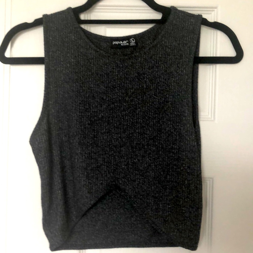 Gray Knit Stretch Crop Top